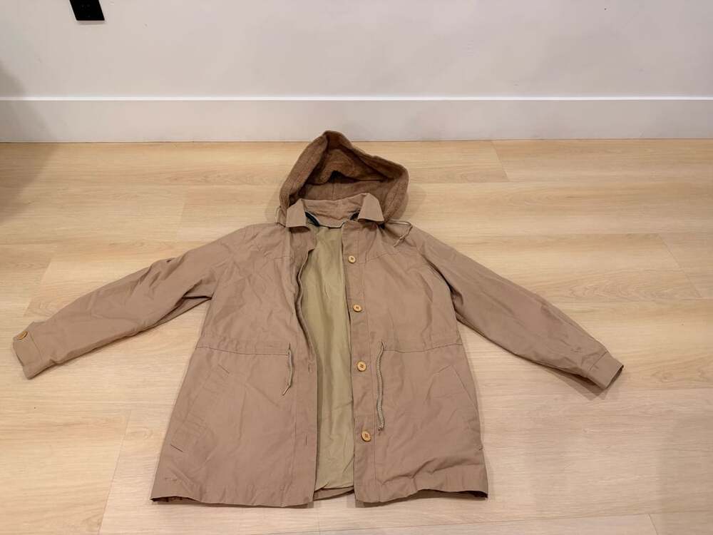London Fog Sherpa Hooded Jacket Size 10 Tan Cotton Blend